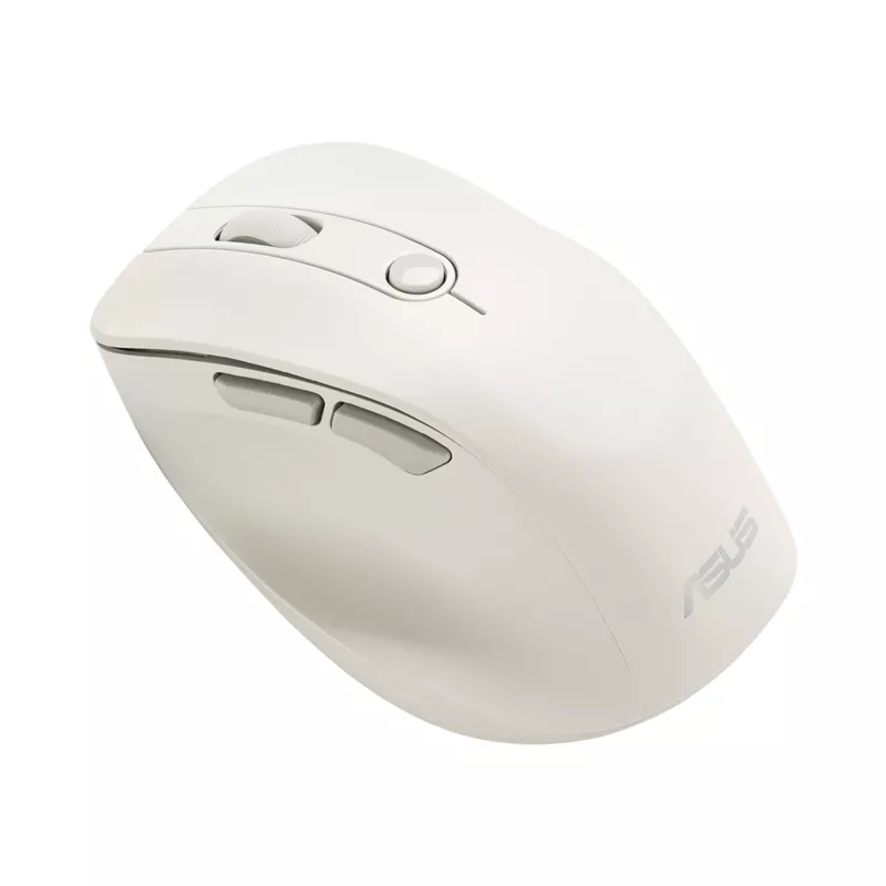 Belaidė dešiniarankė pelė ASUS MD105 MK-WH — RF + Bluetooth, 2400 DPI, ratukas, baterija, smėlio spalvos