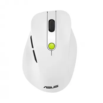 Pelė ASUS MD105 /VT-GN — dešiniarankė RF belaidė + Bluetooth, 2400 DPI, slinkties ratukas, maitinama baterijomis, balta/žalia