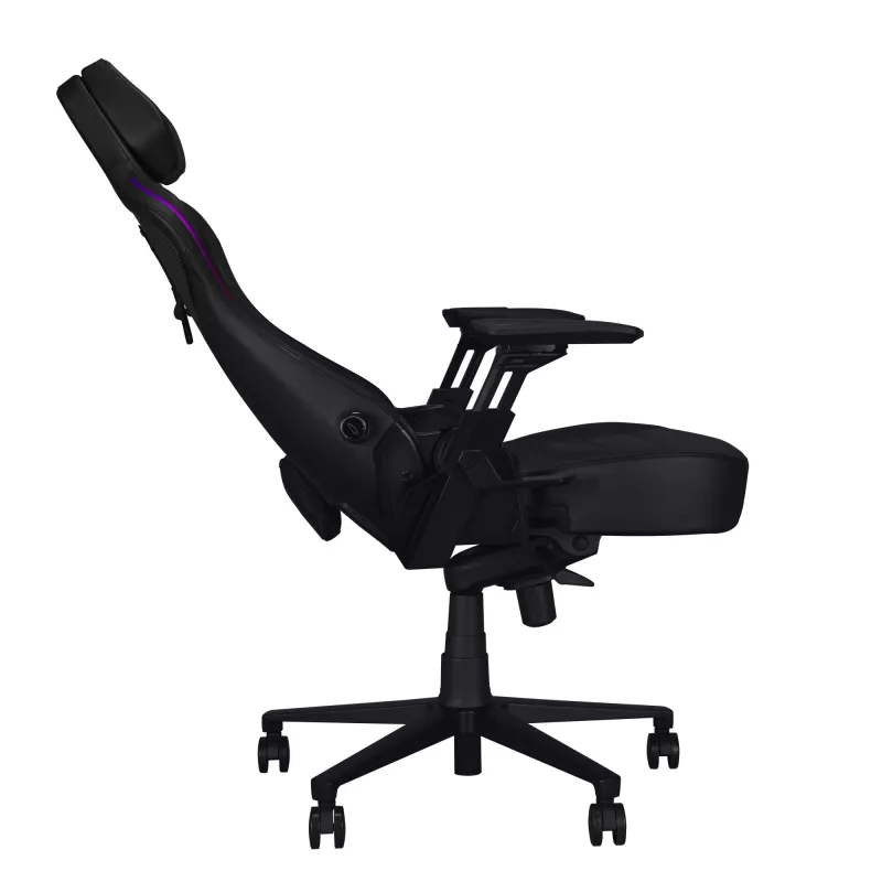 Universali žaidimų kėdė ASUS ROG Courser — minkšta sėdynė, maks. svoris 136 kg, sėdynė 670×700 mm, min. aukštis 140 cm, juoda