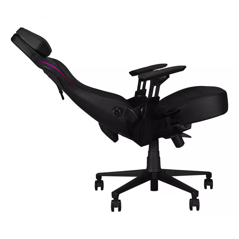 Universali žaidimų kėdė ASUS ROG Courser — minkšta sėdynė, maks. svoris 136 kg, sėdynė 670×700 mm, min. aukštis 140 cm, juoda