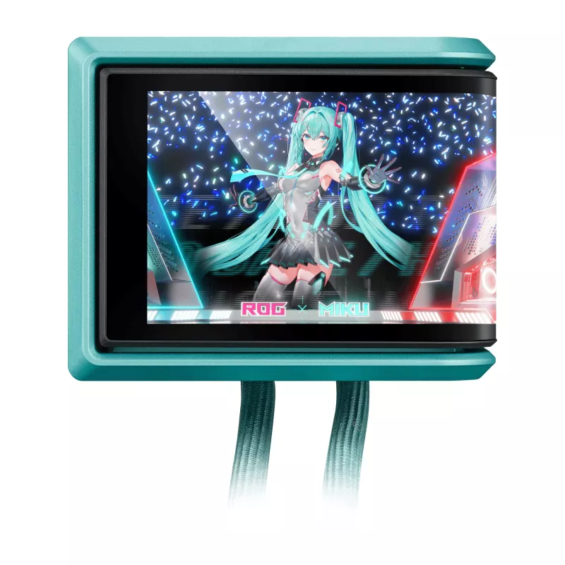 ASUS ROG RYUO IV 360 ARGB Hatsune Miku Edition Procesoriaus aušintuvas “Viskas viename” skysčiu 12 cm Juoda, Turquoise spalvos