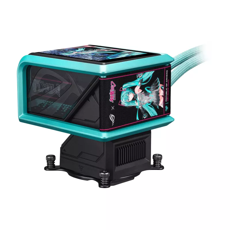 ASUS ROG RYUO IV 360 ARGB Hatsune Miku Edition Procesoriaus aušintuvas “Viskas viename” skysčiu 12 cm Juoda, Turquoise spalvos