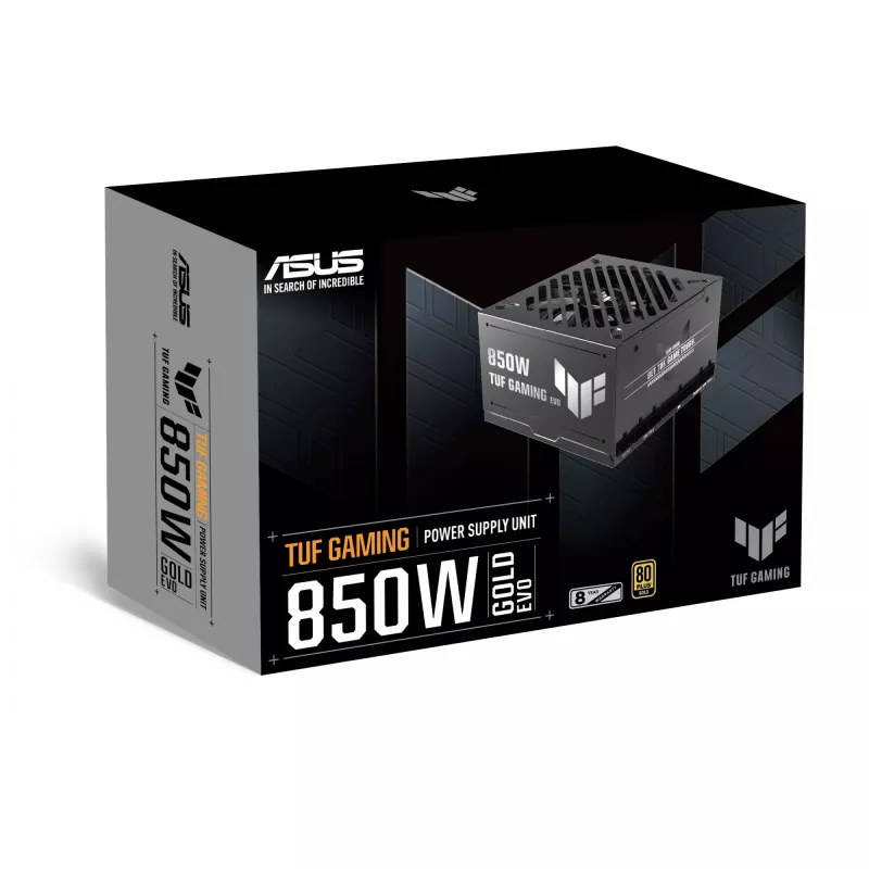 Maitinimo blokas ASUS TUF-GAMING-850G-EVO 850W ATX 80 PLUS Gold 20+4 pin, 1 ventiliatorius, juodas