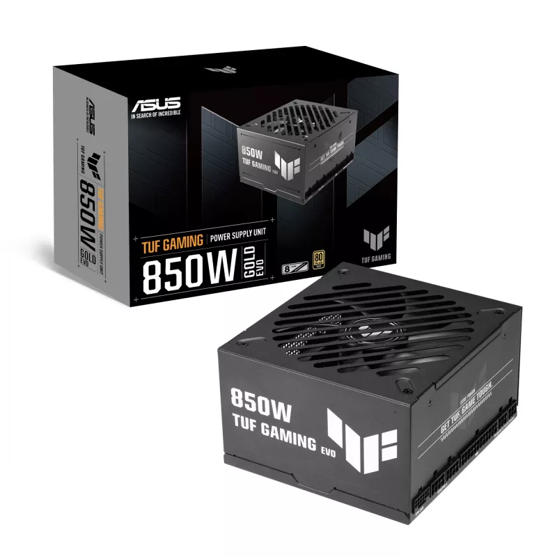 Maitinimo blokas ASUS TUF-GAMING-850G-EVO 850W ATX 80 PLUS Gold 20+4 pin, 1 ventiliatorius, juodas
