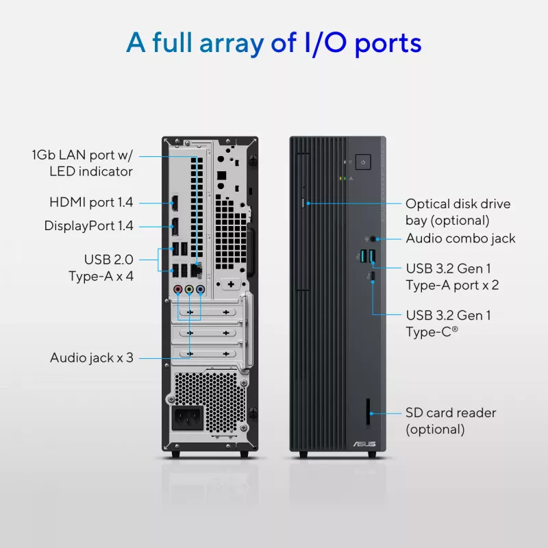 Stalinis kompiuteris ASUS ExpertCenter P500 SFF P500SV-05210H009X — Intel Core 5 210H, 16 GB DDR5, 512 GB SSD, Windows 11 Pro, Pilka