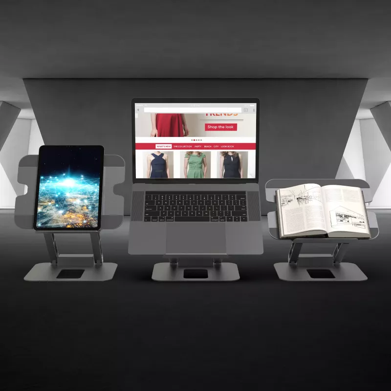 j5create JTS327 kelių kampų 4K dokinimo stovas, nešiojamojo kompiuterio stovas, pilkas, aliuminis, 40,6 cm (16 colių), 4 kg, nešiojamiesiems kompiuteriams su „Windows“ / „Mac“