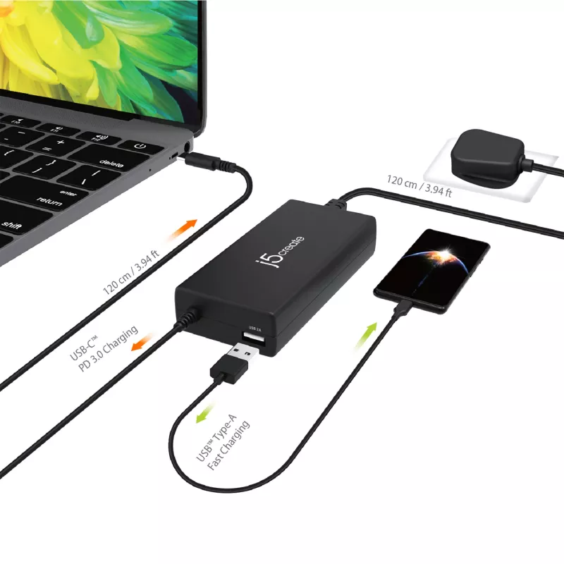 j5create JUP2290C-FN 100W PD USB-C® Super Charger - UK, juoda, su 1,2 m laidu