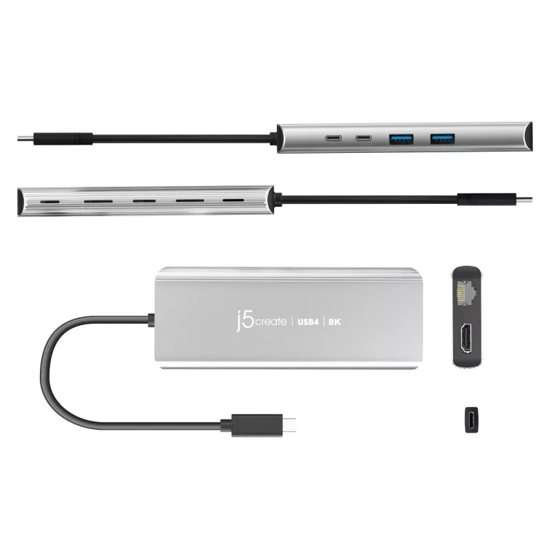 j5create JCD403 USB4 8K kelių prievadų šakotuvas USB Type-C HDMI RJ-45