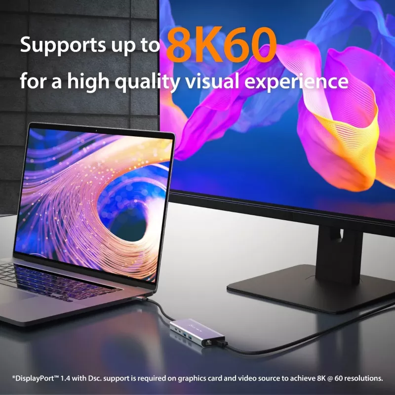 j5create JCD403 USB4 8K kelių prievadų šakotuvas USB Type-C HDMI RJ-45