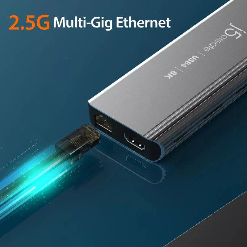 j5create JCD403 USB4 8K kelių prievadų šakotuvas USB Type-C HDMI RJ-45
