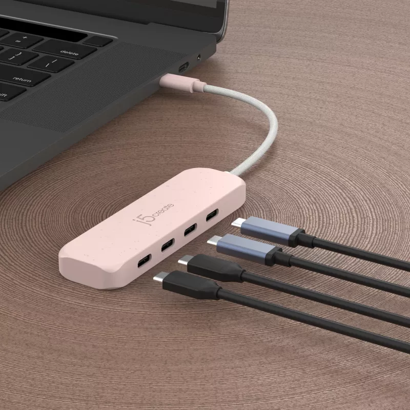 j5create Ekologiškas USB-C į 4 prievadų Type-C Gen 2 šakotuvas