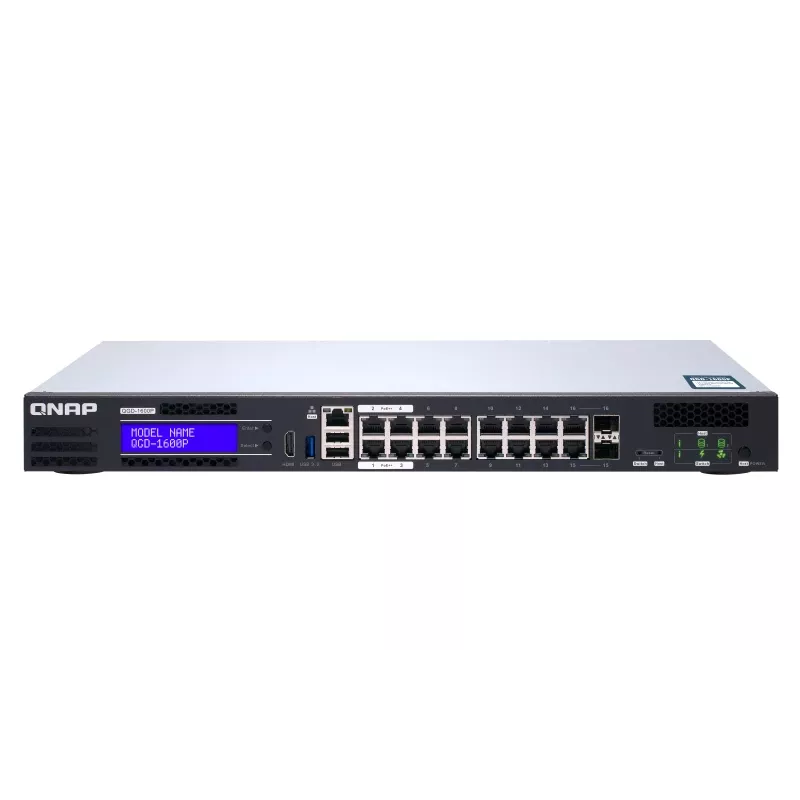 QNAP QGD-1600P valdomas Gigabit Ethernet (10/100/1000) maitinimas per Ethernet (PoE) 1U juodas, pilkas