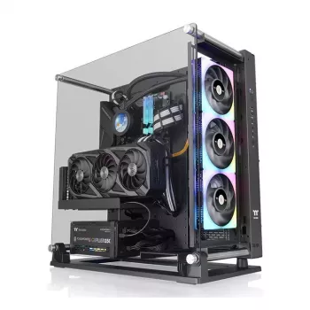 PC korpusas THERMALTAKE Core P3 TG Pro Midi Tower juodas — ATX/EATX palaikymas, grūdintas stiklas, GPU iki 45 cm, CPU aušintuvas 18 cm