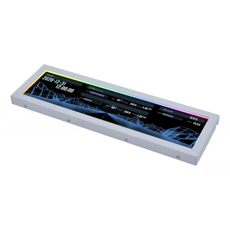 Ekrano skydelis Lian Li SM088W — universalus korpuso ekranas, baltas, 237×73×13 mm, 5 V įvestis