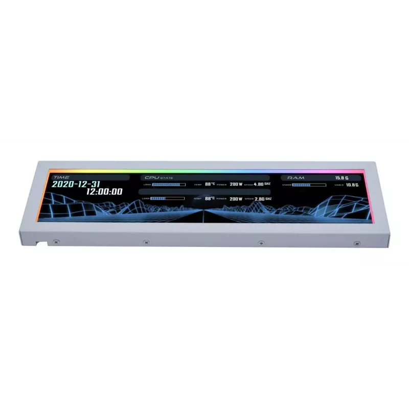 Ekrano skydelis Lian Li SM088W — universalus korpuso ekranas, baltas, 237×73×13 mm, 5 V įvestis