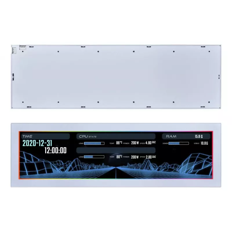 Ekrano skydelis Lian Li SM088W — universalus korpuso ekranas, baltas, 237×73×13 mm, 5 V įvestis