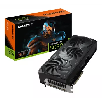 GIGABYTE GeForce RTX 5090 WINDFORCE OC 32G vaizdo plokštė – 32 GB GDDR7, 512 bitų, PCI-E 5.0, 2467 MHz branduolio dažnis, 3 x DP 2.1a, 1 x HDMI 2.1b, NVIDIA DLSS 4, GV-N5090WF3OC-32GD