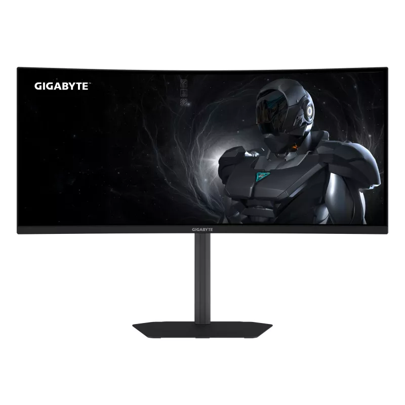 GIGABYTE GS34WQCA 34 colių WQHD lenktas žaidimų monitorius - 3440 x 1440, 1500R, 120Hz, 1ms, 300 cd/m², FreeSync Premium, HDR Ready, HDMI 2.0, Displayport 1.4