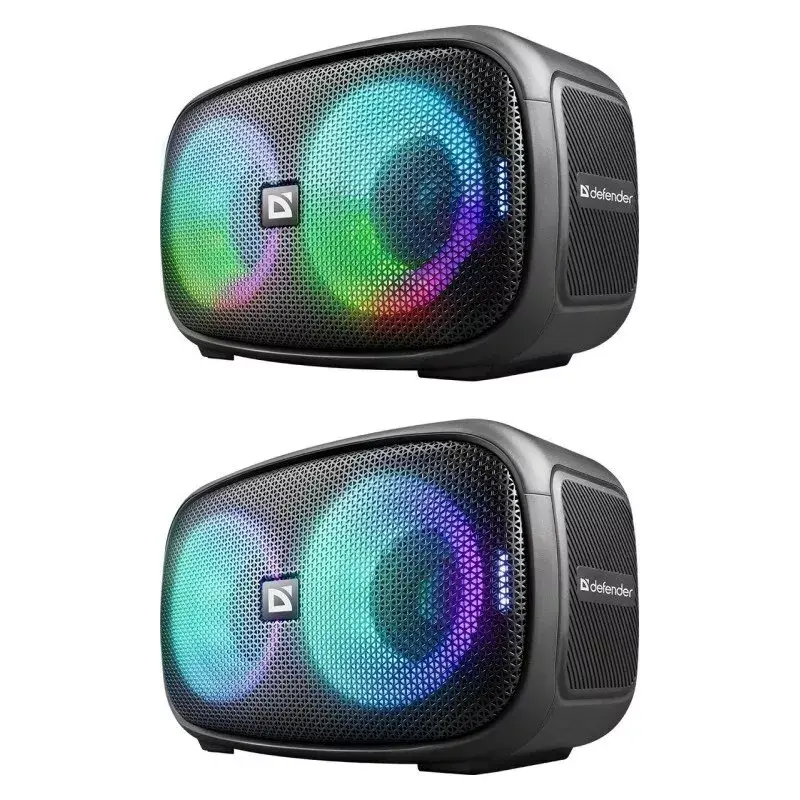 Defender Q5 Stereo nešiojamas Bluetooth garsiakalbis, 20 W, LED apšvietimas, FM radijas, TWS