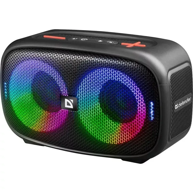 Defender Q5 Stereo nešiojamas Bluetooth garsiakalbis, 20 W, LED apšvietimas, FM radijas, TWS