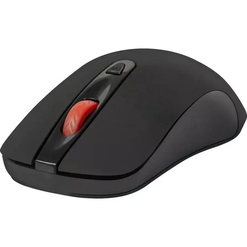 Belaidė RF tyli optinė pelė DEFENDER Nexus MS-195 — 1600 DPI, 2,4 GHz, Nano USB, abiem rankoms tinkama, 2×AAA, juoda