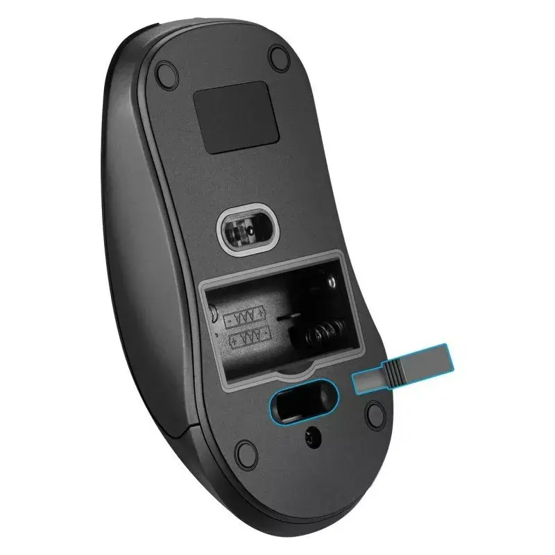 Belaidė RF tyli optinė pelė DEFENDER Nexus MS-195 — 1600 DPI, 2,4 GHz, Nano USB, abiem rankoms tinkama, 2×AAA, juoda
