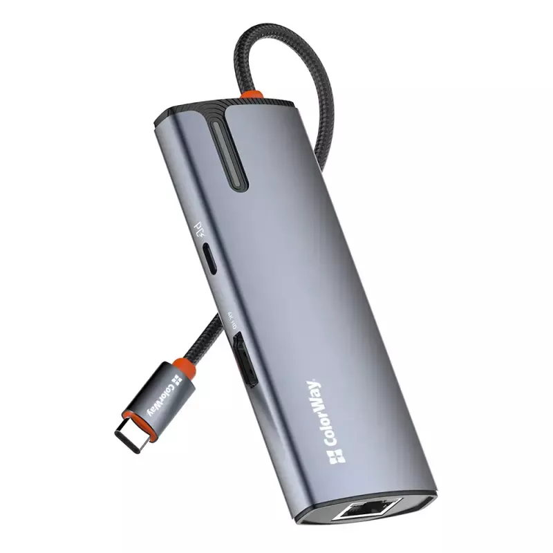 Dokingo stotelė ColorWay CW-HUB02 6-in-1 100W — daugiafunkcis šakotuvas su energijos tiekimu
