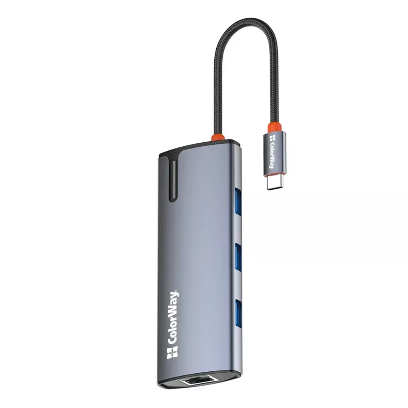 Dokingo stotelė ColorWay CW-HUB02 6-in-1 100W — daugiafunkcis šakotuvas su energijos tiekimu