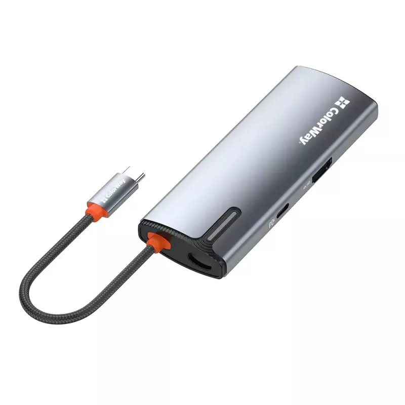 Dokingo stotelė ColorWay CW-HUB02 6-in-1 100W — daugiafunkcis šakotuvas su energijos tiekimu