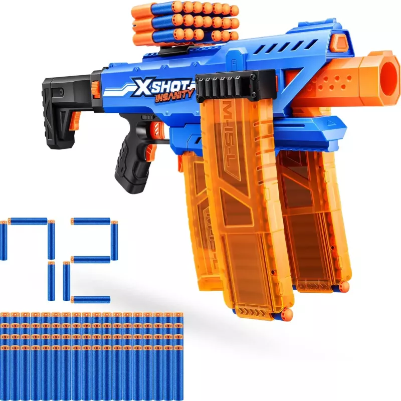 Žaislinis strėlyčių šaudyklės rinkinys Zuru XSHOT Insanity Clip Mania su 72 putplasčio strėlytėmis