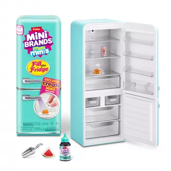 Žaislinis rinkinys Zuru Mini Brands Mini Minis Šaldytuvo pildymo rinkinys — kolekcionuojami miniatiūriniai bakalėjos šaldytuvo aksesuarai
