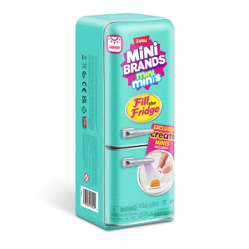 Žaislinis rinkinys Zuru Mini Brands Mini Minis Šaldytuvo pildymo rinkinys — kolekcionuojami miniatiūriniai bakalėjos šaldytuvo aksesuarai