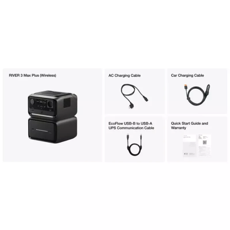 Nešiojamoji baterija EcoFlow RIVER 3 MAX PLUS Wireless, 858 Wh