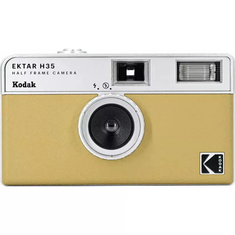 35 mm juostinis fotoaparatas Kodak EKTAR H35 — smėlio spalvos