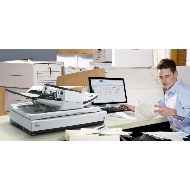 Ricoh fi-7700S plokščias ir ADF skaitytuvas 600 x 600 DPI A3 juodas, baltas