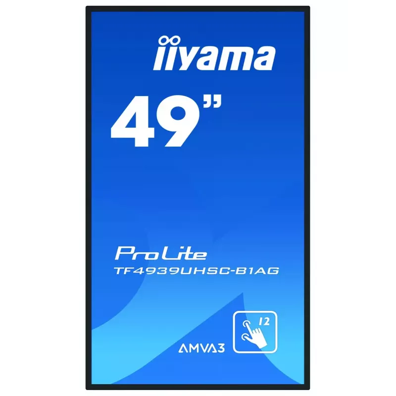 iiyama ProLite TF4939UHSC-B1AG kompiuterio monitorius 124,5 cm (49 coliai) 3840 x 2160 pikseliai 4K Ultra HD LED jutiklinis ekranas keliems naudotojams juodas