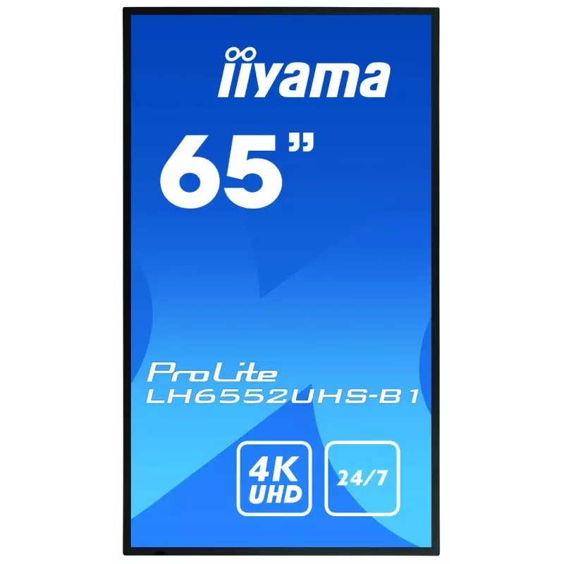 Skaitmeninės reklamos plokščiaekranis IIYAMA LH6552UHS-B1 64,5 col. IPS 4K 3840x2160 500 cd/m² Android 8.0 24/7 Juodas