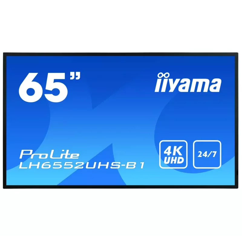 Skaitmeninės reklamos plokščiaekranis IIYAMA LH6552UHS-B1 64,5 col. IPS 4K 3840x2160 500 cd/m² Android 8.0 24/7 Juodas