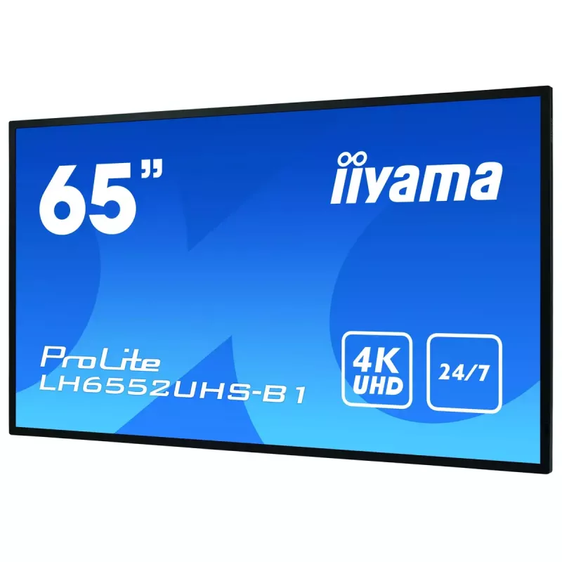 Skaitmeninės reklamos plokščiaekranis IIYAMA LH6552UHS-B1 64,5 col. IPS 4K 3840x2160 500 cd/m² Android 8.0 24/7 Juodas