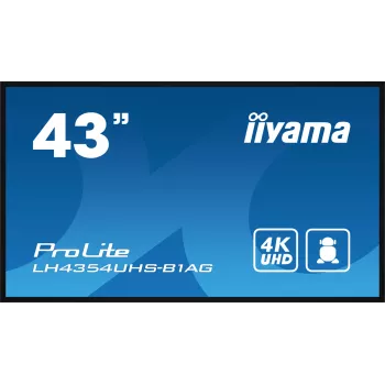 iiyama LH4354UHS-B1AG reklaminis ekranas Skaitmeninės reklamos plokščiaekranis skydelis 108 cm (42,5 col.) LCD Wi-Fi 500 cd/m² 4K Ultra HD Juoda Integruotas procesorius Android 11 24/7