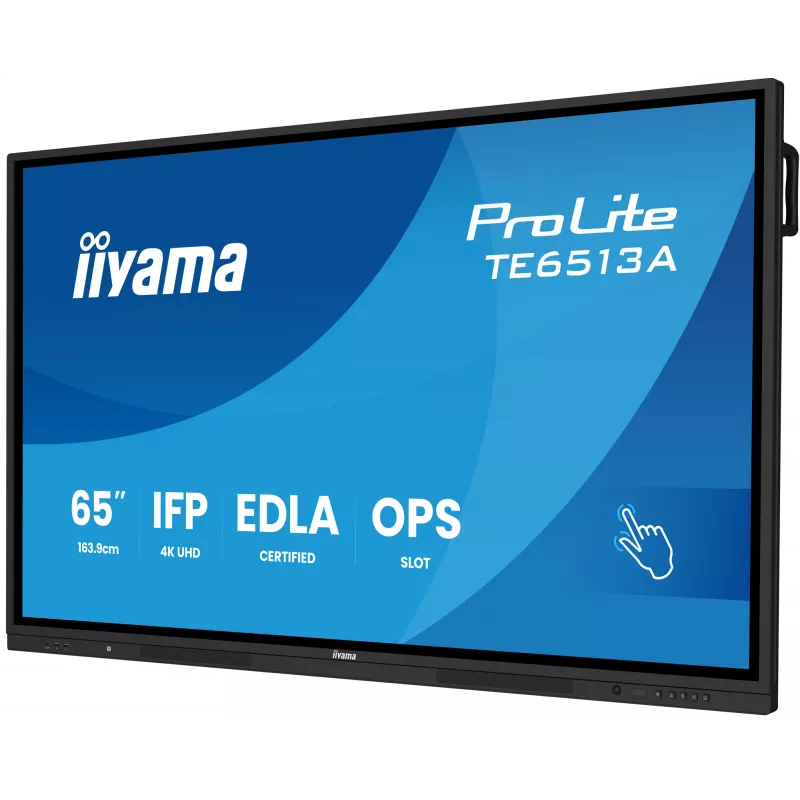 Interaktyvus plokščiasis ekranas IIYAMA TE6513A-B2AG 64,5 colio (163,8 cm) 4K UHD 500 cd/m² Wi‑Fi Android 24/7 jutiklinis ekranas