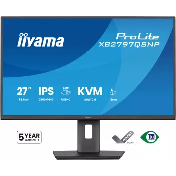 Kompiuterio monitorius IIYAMA ProLite XB2797QSNP-B1 27 colių (68,6 cm) 2560×1440 QHD LED, 16:9, matinis, garsiakalbiai, USB 3.2 šakotuvas, aukščio reguliavimas, VESA