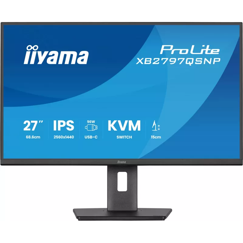 Kompiuterio monitorius IIYAMA ProLite XB2797QSNP-B1 27 colių (68,6 cm) 2560×1440 QHD LED, 16:9, matinis, garsiakalbiai, USB 3.2 šakotuvas, aukščio reguliavimas, VESA