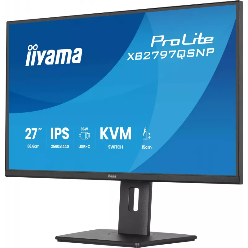 Kompiuterio monitorius IIYAMA ProLite XB2797QSNP-B1 27 colių (68,6 cm) 2560×1440 QHD LED, 16:9, matinis, garsiakalbiai, USB 3.2 šakotuvas, aukščio reguliavimas, VESA