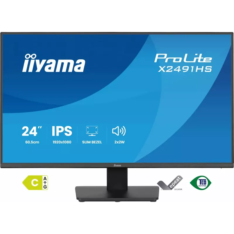 Monitorius IIYAMA ProLite X2491HS-B1 23,8 colio (60,5 cm) Full HD IPS LCD, 1920×1080, 178° žiūrėjimo kampai, matinis, įmontuoti garsiakalbiai, VESA, juodas