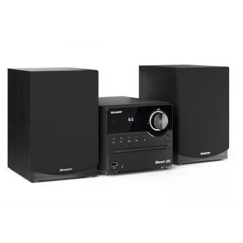 Namų garso mikrosistema „Sharp XL-B512(BK)“ – 45 W, vienas optinių diskų grotuvas, FM radijas, MP3, bananiniai garsiakalbių lizdai, juoda