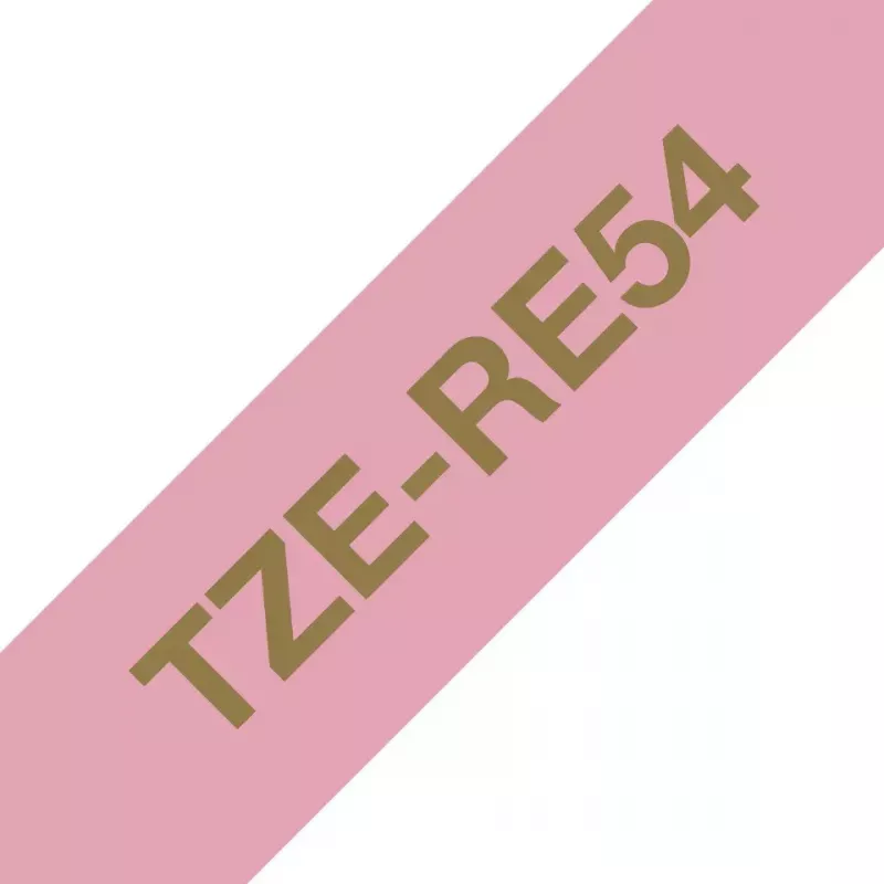 Brother TZE-RE54 etikečių gamybos juosta Auksinė ant Rožinės spalvos