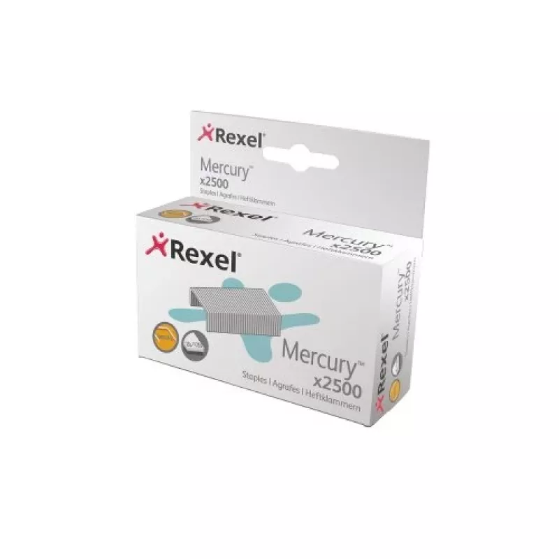 Rexel Mercury sunkiųjų segtukų (2500 vnt.), segtukų pakuotė, 2500 segtukų, plienas, sidabriniai, 120 lapų, 220 g