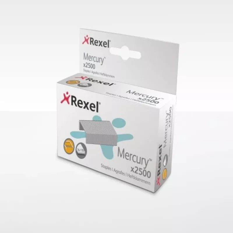 Rexel Mercury sunkiųjų segtukų (2500 vnt.), segtukų pakuotė, 2500 segtukų, plienas, sidabriniai, 120 lapų, 220 g