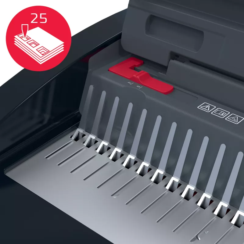 GBC CombBind® CB25E elektrinis įrišimo aparatas, šukinio įrišimo aparatas, elektrinis, 390 lapų, juoda, raudona
